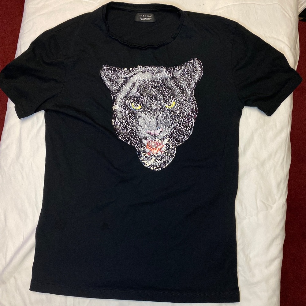 Zara Black Sequined Tshirt